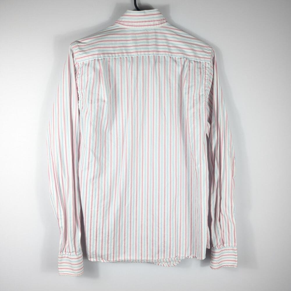 Abercrombie Fitch S Muscle Fit Pink Blue Mens Striped Cotton Button Down Shirt - Picture 2 of 3